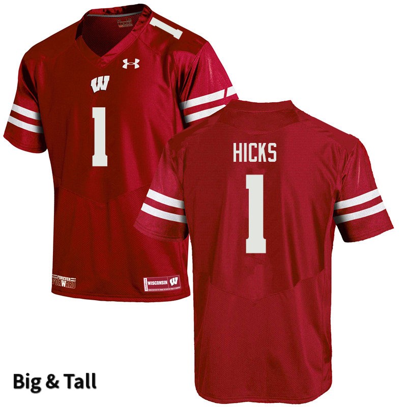 Wisconsin Badgers Men's #1 Faion Hicks NCAA Under Armour Authentic Red Big & Tall College Stitched Football Jersey JF40A43SW